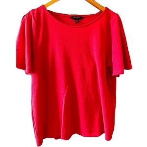 Banana Republic Red Flutter Short Sleeve Top Scoop Neck Blouse M Office Feminine